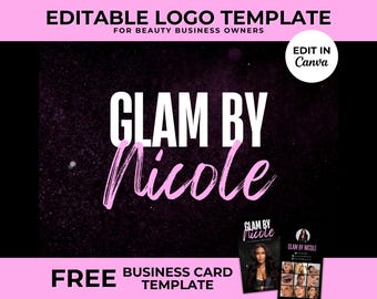 Makeup Artist Logo Pink DIY Beauty Logo Design Template MUA Branding Makeup Artist Template Canva Editable Beauty Business Logo Salon Logo