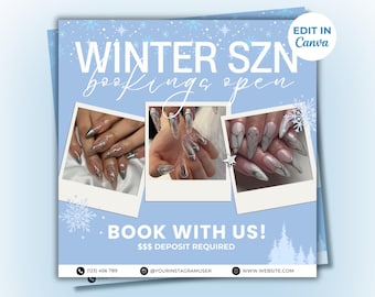 December Booking Flyer Winter Appointment Flyer Christmas Nail Tech Bookings Available Nail Specials Flyer Canva Template Editable