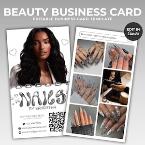 Nail Visitenkarte Y2K Beauty Visitenkarte Template Nail Instagram Visitenkarte Social Media QR Code IG Nail Tech Business Card Canva