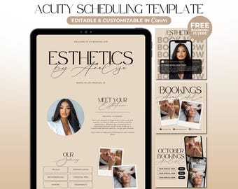 Boho Acuity Scheduling Template Esthetician Minimalist Esthetician Booking Site Acuity Esthetician Website Acuity Canva Esthetician Branding