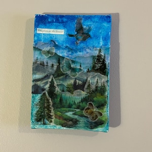 Mixed Media Collage Art on Canvas “Mountains”