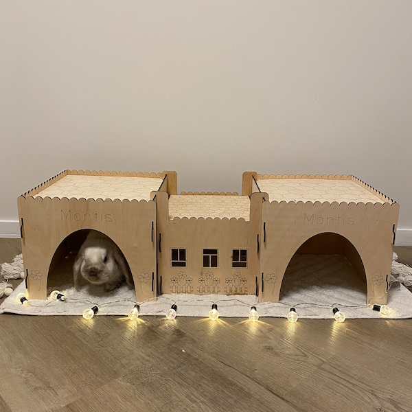 Bunny house Rabbit house small pet house vector files for laser cut 4mm