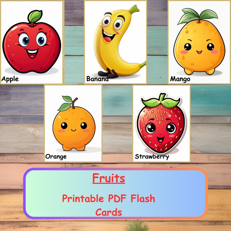 16 Tarjetas didácticas de frutas para niños Tarjetas didácticas ...
