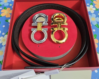 Men’s Gold Feragamo inspired leather belt