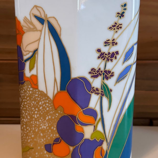 Vintage Rosenthal Allemagne Studio-Line Modern Wolf Bauer Vase à fleurs en porcelaine coloré signé