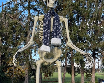 12’ Skeleton Santa Hat & Scarf (Winter) (Skeleton NOT included)