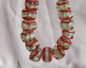 Transparent, greenish glass beads inspired by finds from Ribe - 5th-8th century - Viking era.