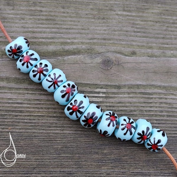Glass light blue beads inspired by finds from Norway (Loten) - 6th-8th century - Viking era