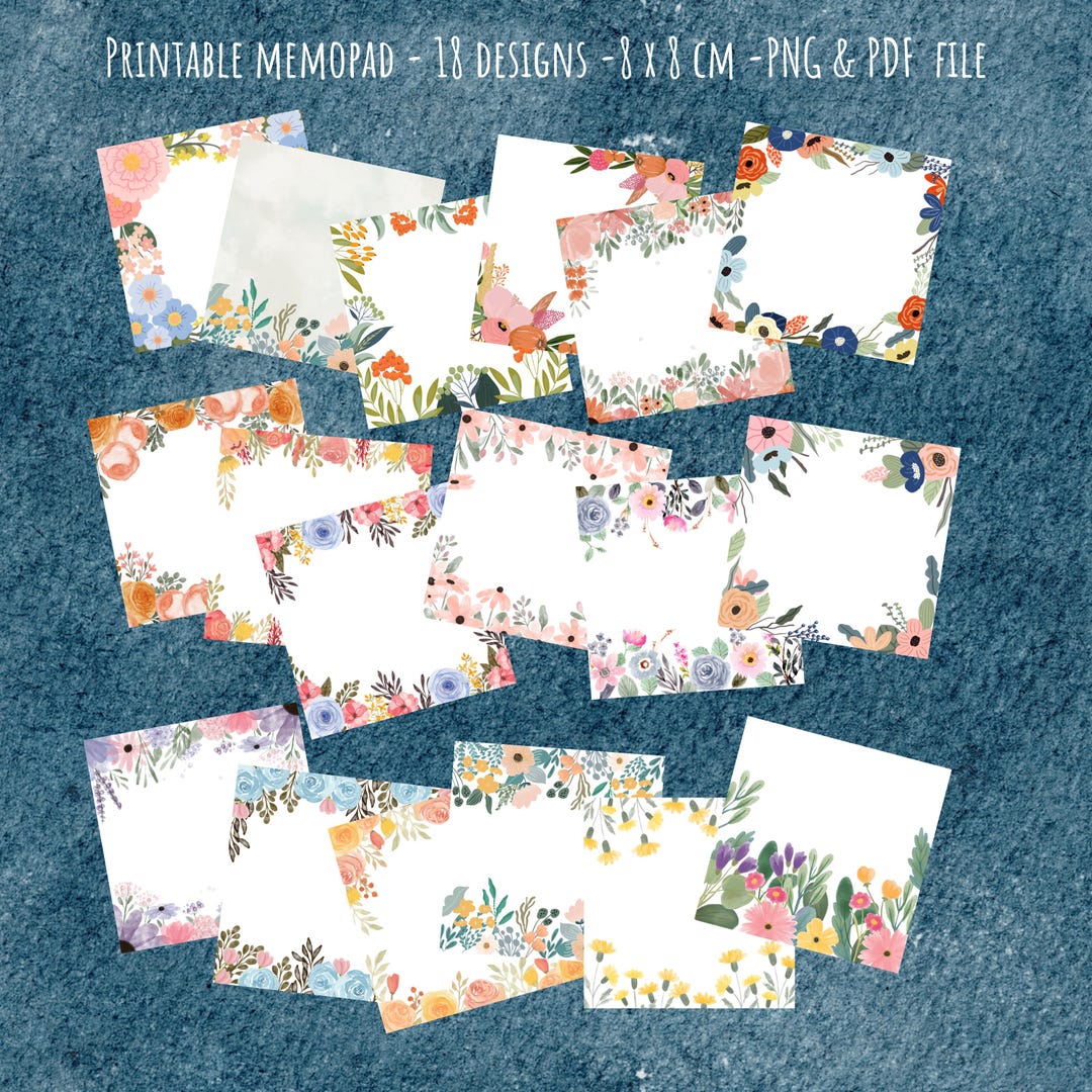 Printable Floral Memo Pad Bundle 18 Designs | Digital Download - Etsy