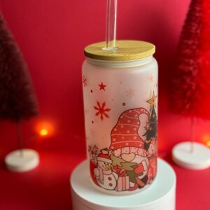 Vaso Gnomo en Navidad,navidad,drinkware,glasscup,vasodevidrio,vasodenavidad,regalo,gift,vasosublimado,sublimación,newyear,family