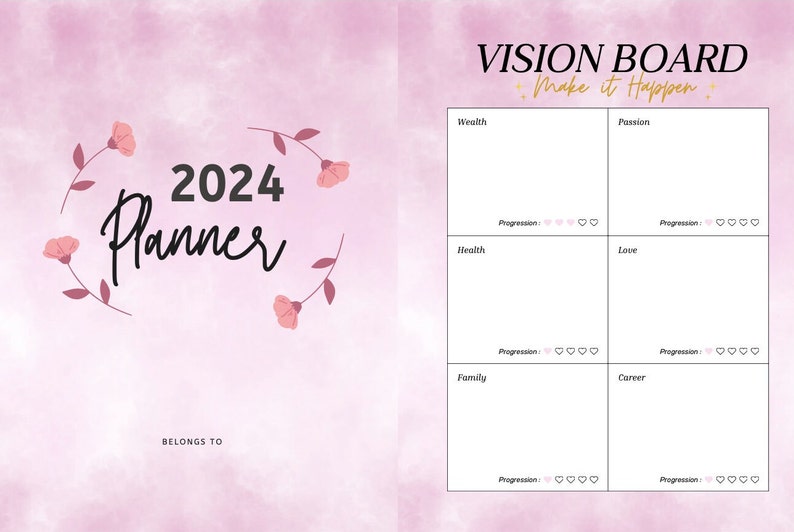 2024 Planner Template Easy to Edit Canva Templates Printable Daily