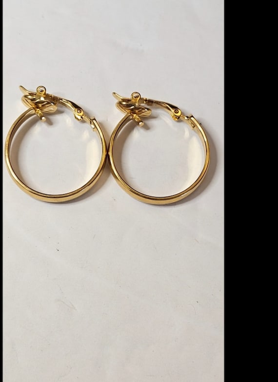 Trifari Gold Tone Hoop Earrings