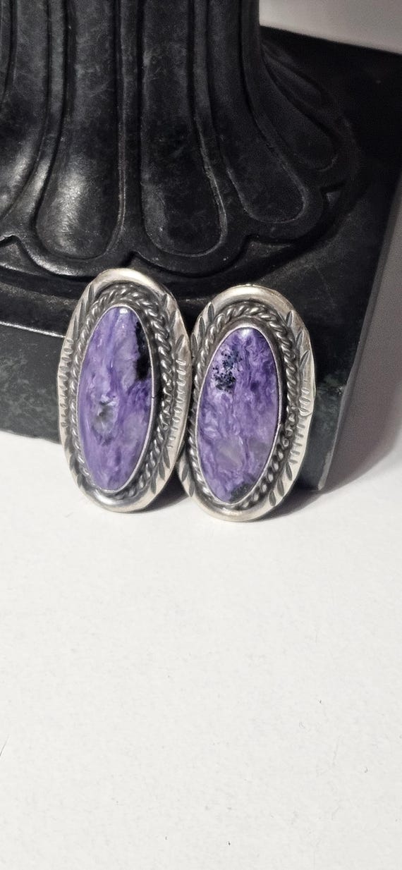 BETTA LEE signed charolite earrings View 2