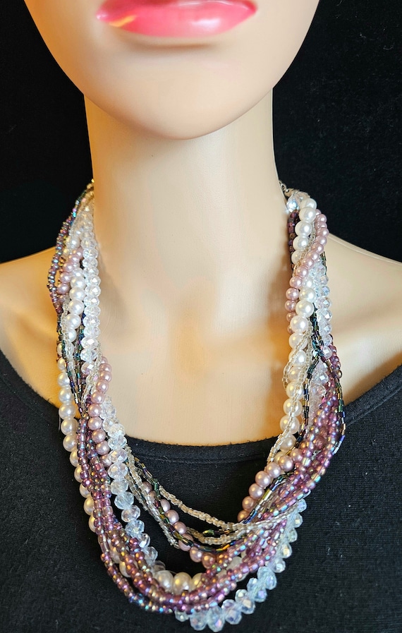 Retro Chunky multistrand pearl and beaded twisted 