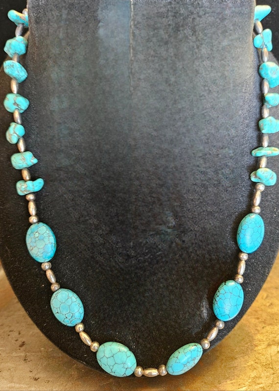 Vintage Howlite and turquoise necklace
