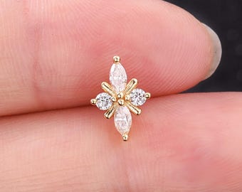 Zierlicher Moissanit 925 Sterling Silber Labret: Helix, Tragus, Knorpel Stecker