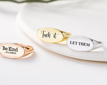 Be Kind Of A B*tch Ring, Fu*k It Ring, Let Them Ring, gepersonaliseerde gegraveerde ring, ring met geheime boodschap, B*tch-ring, bevestigingscadeau