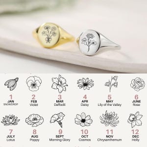 Benutzerdefinierte Geburtsblume Ring, Blumenstrauß Ring, Familienmitglied Ring für Mutter, benutzerdefinierte Blumenring, zierlicher Geburtsmonat Blumenring, Geschenk für sie