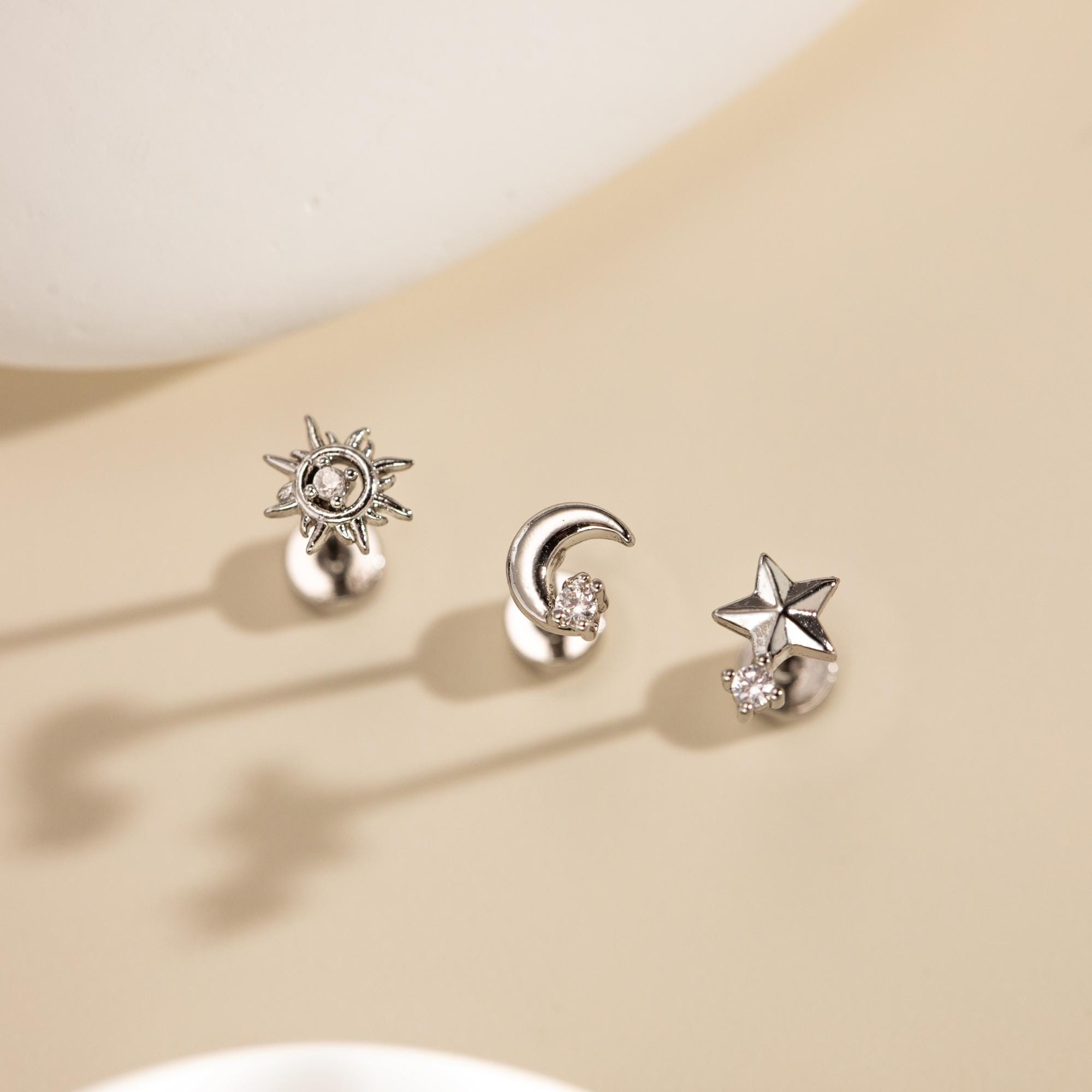 Orecchini A Forma Di Stella E Luna Scintillanti Per Donne, Gioielli