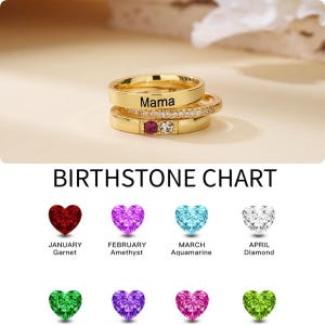 Personalized Birthstone Ring for Mom, Custom Name Ring, Mother & Kids Jewelry