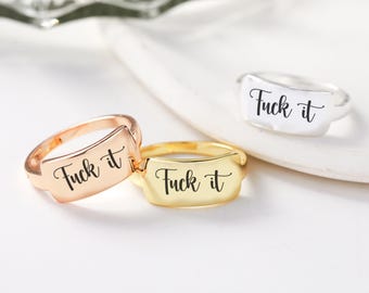 Sterling Silver &quot;F*ck It&quot; Ring: Inspirational Mantra Jewelry