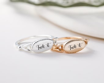 Gepersonaliseerde F*ck it-ring, aangepaste middelvingerring, herinneringsring angst, aangepaste minimalistische ring, echtscheidingscadeau, cadeau voor beste vrienden
