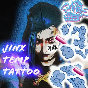 Jinx Temporary Tattoo- Cosplay