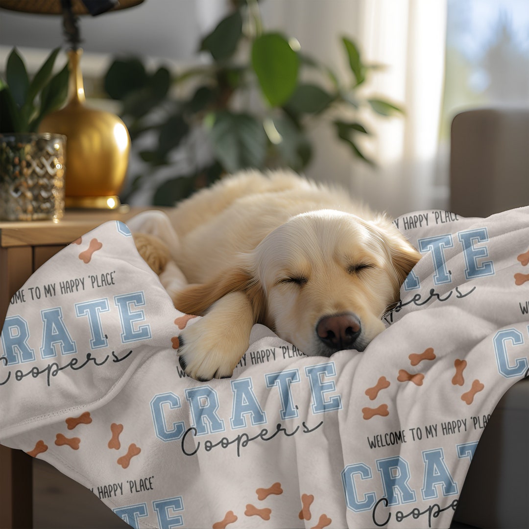 Custom Dog Crate Blanket Personalized Dog Name on This Custom Etsy