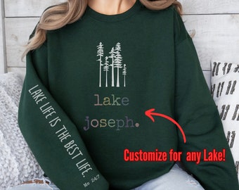 Customized Lake Life sweatshirt, Custom Lake Life shirt and cottage sweatshirt personalized boating sweatshirt and Muskoka lake name shirt