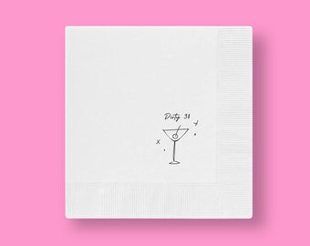Dirty 30 Cocktail Napkins - 30th Birthday White Cocktail Napkins