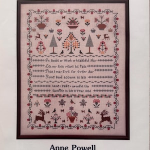 Jane Page Sampler - Cross Stitch Chart by Anne Powell Heirloom Stitchery (vintage)