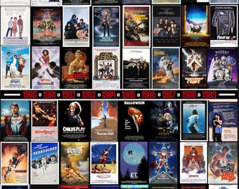 1980-1989 Movie Poster Collage 24” x 36” (CUSTOM OPTION AVAILABLE)