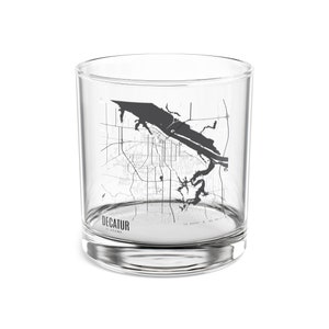 Kaart van Decatur, cocktailglas Alabama, kaart van Decatur Alabama Rocks Glass, uniek cadeau Alabama, kaart van Alabama, cadeau Decatur Alabama