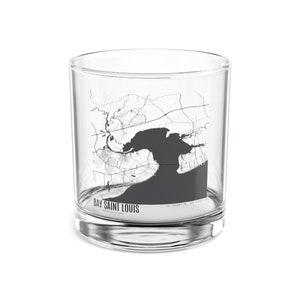 Carte de la baie de Saint-Louis, verre à cocktail du Mississippi, carte de la baie de Saint-Louis en verre, cadeau unique du Mississippi, carte du Mississippi, carte MS