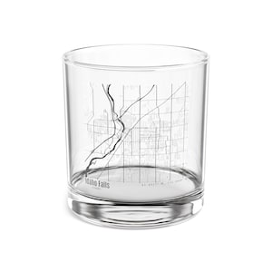 Vaso de cóctel Idaho Rocks con mapa de Idaho Falls, vaso de cristal con mapa de Idaho, regalo único de Idaho Falls, regalo de la ciudad natal de Idaho