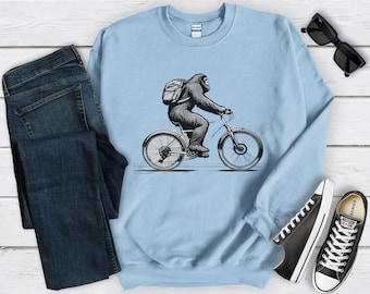 Bigfoot Riding A Bike Vintage Sweatshirt, Bigfoot Gift, Sasquatch Gift, Bigfoot Art, Bigfoot Lovers gift, Yeti Gift
