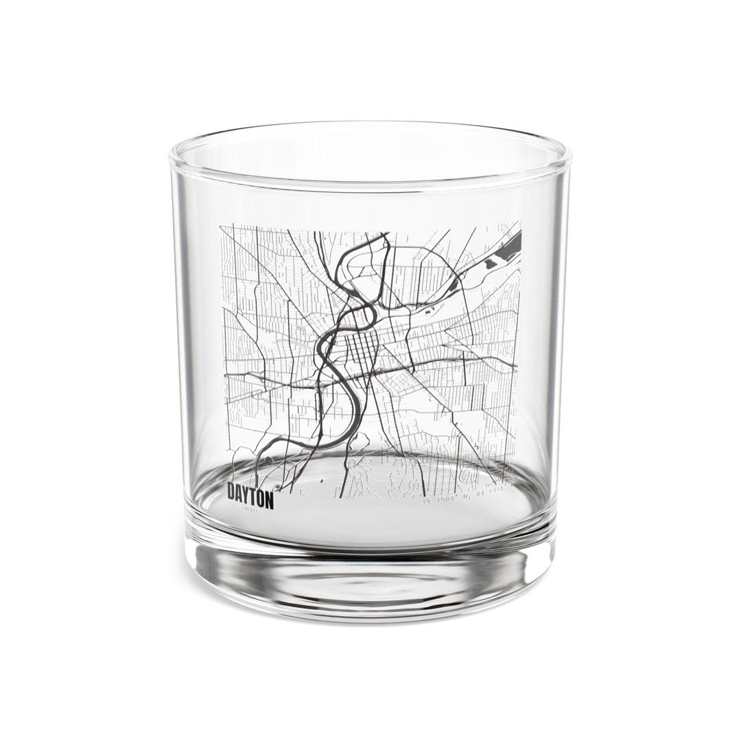 Map of Dayton Ohio Cocktail Glass, Map of Dayton Ohio Rocks Glass ...