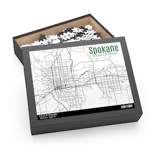 Puzzel, super moeilijke Spokane Washington kaart puzzel, leuke familie puzzel, unieke volwassen puzzel, cadeaus voor koppels