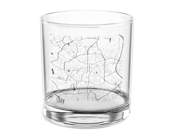 Map of Cary, North Carolina Cocktail Glass, Map of Cary North Carolina, Unique North Carolina Gift, Map Of North Carolina, Cary NC Map