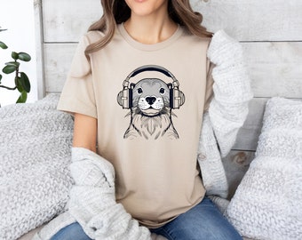 Casque loutre, chemise loutre mignonne, chemise amoureux des loutres, chemise amoureux des animaux, chemise loutre rétro, cadeau loutre