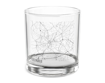 Map of Greenville, South Carolina Cocktail Glass, Map of Greenville, Unique South Carolina Gift, Map Of South Carolina, Greenville SC Map