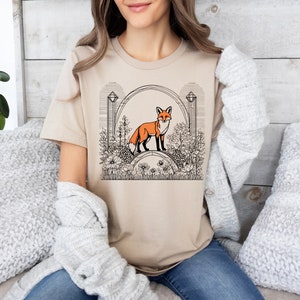 Maglietta Fox In A Garden, Maglietta Fox Lovers, Maglietta Animal Lovers, Maglietta Fox
