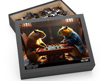 Puzzle, Capybara Playing A Board Game Jigsaw Puzzle, Fun Family Jigsaw Puzzle, Unique Jigsaw Puzzle, Unique Adult Jigsaw, Gifts For Couples
