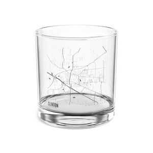 Mapa de Clinton, Copa de cóctel de Mississippi, Mapa de Clinton Rocks Glass, Regalo único de Mississippi, Mapa de Mississippi, Mapa de Clinton Mississippi