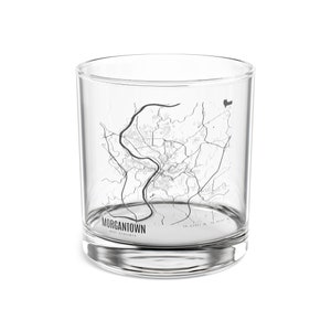 Mapa de Morgantown, Virginia Occidental Copa de cóctel, Mapa de Morgantown, Regalo único de Virginia Occidental, Mapa de Virginia Occidental, Mapa de Morgantown WV