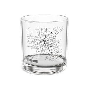 Mapa Bennington, Vermont Cocktail Glass, Mapa Bennington, Unikalny prezent Vermont, Mapa Vermont, Mapa Bennington VT