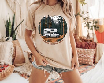 Truck Camper Life Short Sleeve Tee, Truck Camper Shirt, Truck Camper Gift, Nomad Shirt, VanLife, Van Life, Camping Gift, RV Life Gift