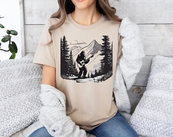 Bigfoot Playing Guitar In The Woods Shirt, Bigfoot Shirt, Yeti Shirt, Sasquatch Shirt, Bigfoot Gift, Camping Shirt, Outdoors Shirt