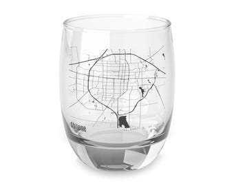 Map Of Abilene Texas Stemless Wine / Cocktail Glass, Abilene Texas Rocks Glass, Abilene Texas Home Town Glass Gift, Map Of Texas Glass