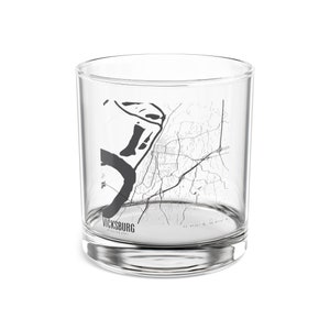 Carte de Vicksburg, verre à cocktail Mississippi, carte de Vicksburg Rocks Glass, cadeau unique du Mississippi, carte du Mississippi, carte Vicksburg MS